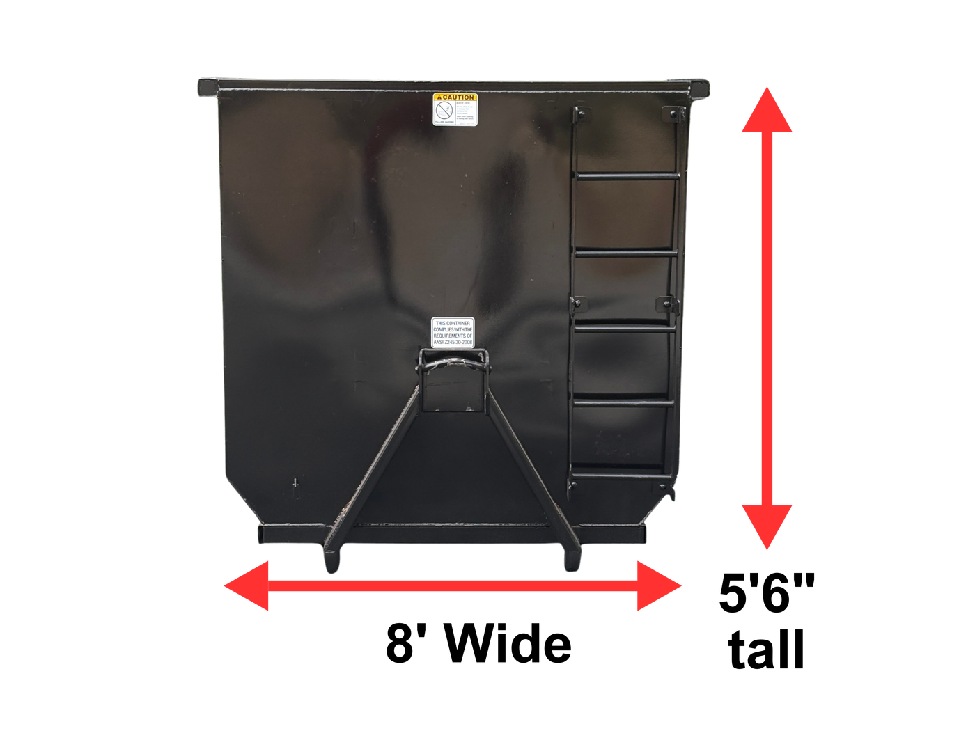 18-yard bin side view with dimensions