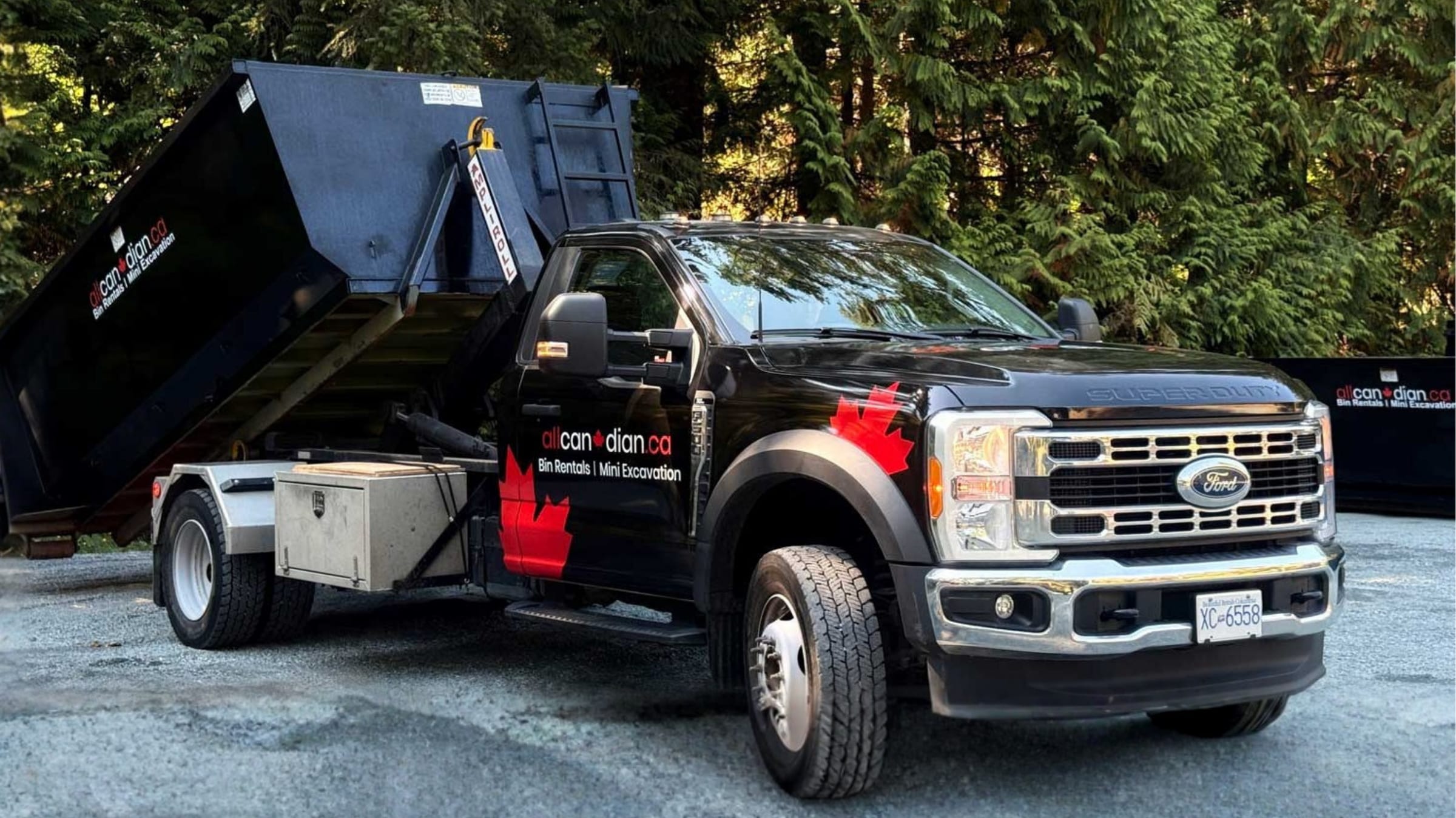 15-yard and 20-yard rental bins on a Vancouver Island job site